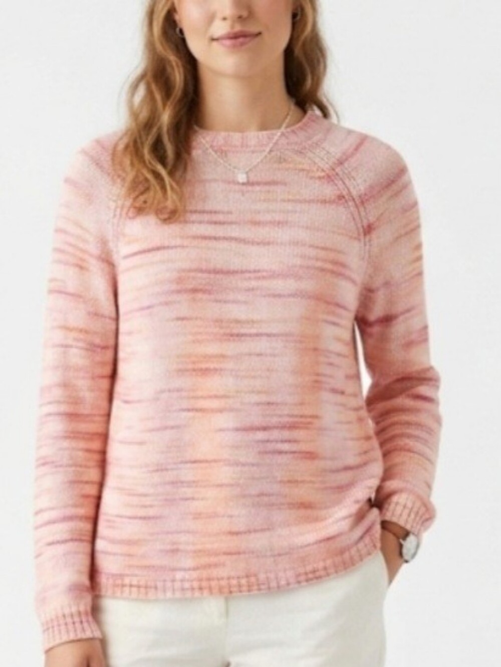 J Crew Space- Dyed Crewneck Sweater Size Large Coastal Grandma Pastel Preppy